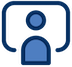 simplified icon of a person standing in front of a board